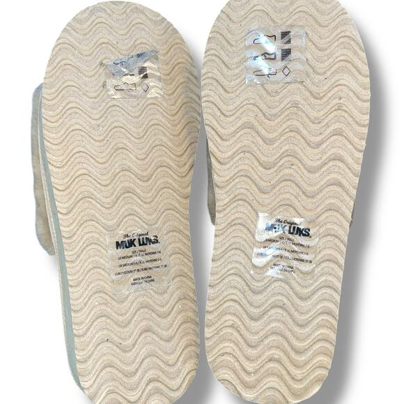 Muk Luks Platform Slippers Medium 7/8 Kirstey Comfy Slide Faux Fur Plush Lined - Picture 8 of 14